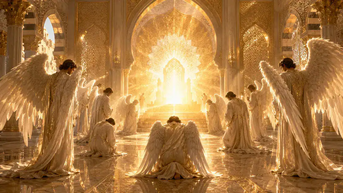 Hadith accounts of angels near the throne
