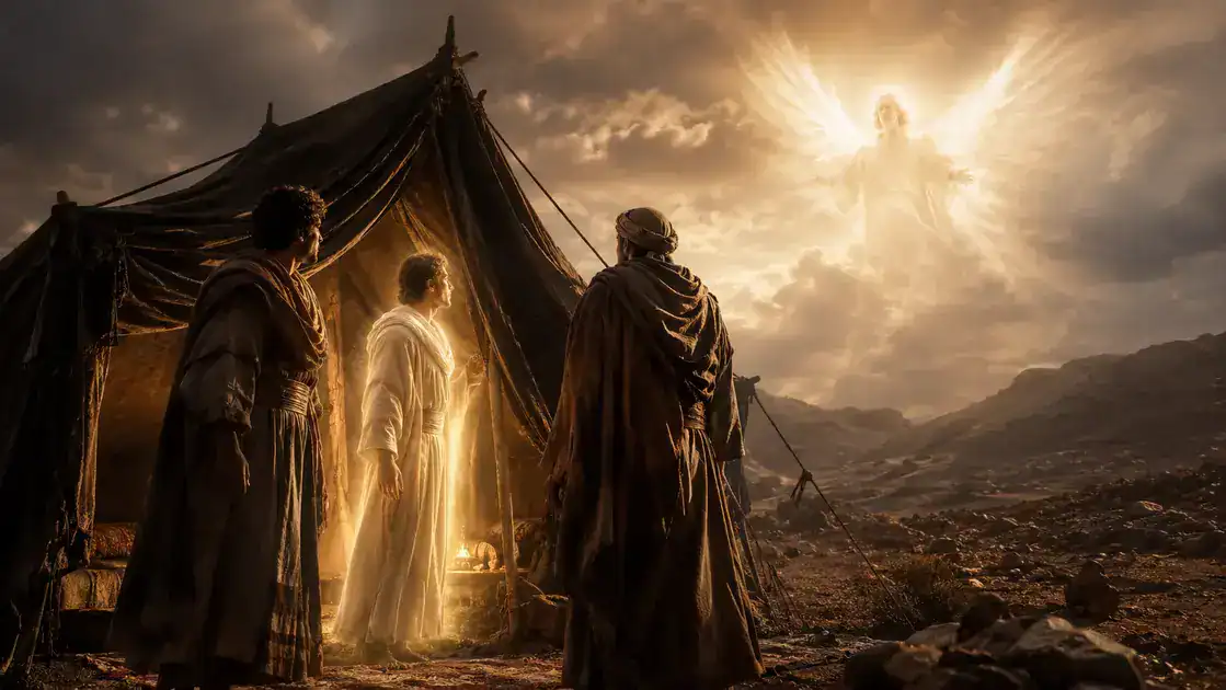 Moments when angels take on flesh or visional form in the Bible