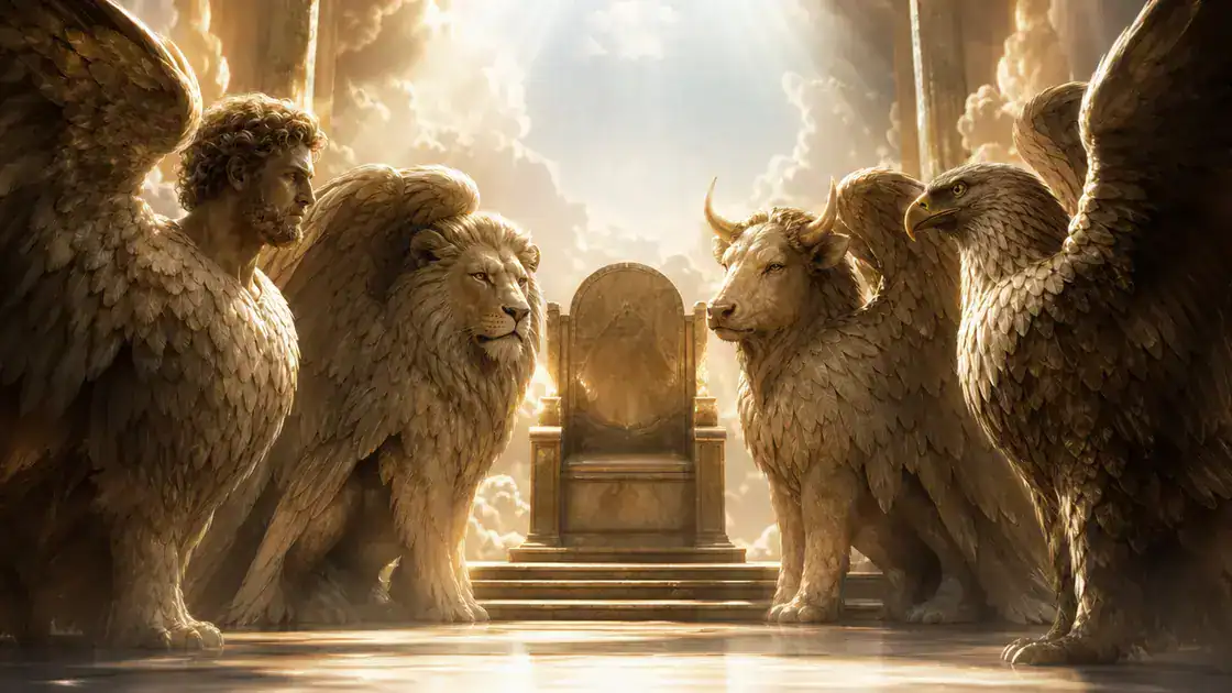 Symbolism and function: faces, wings, and the throne