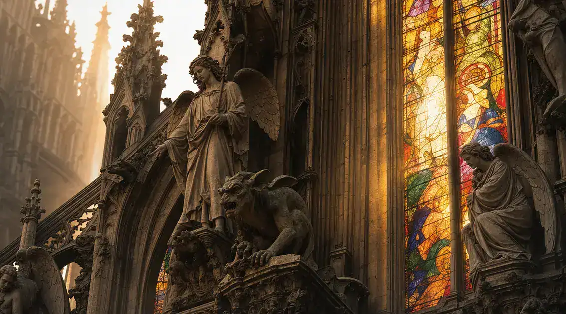 Ángeles en la arquitectura gótica: gárgolas, relieves y vidrieras de las catedrales