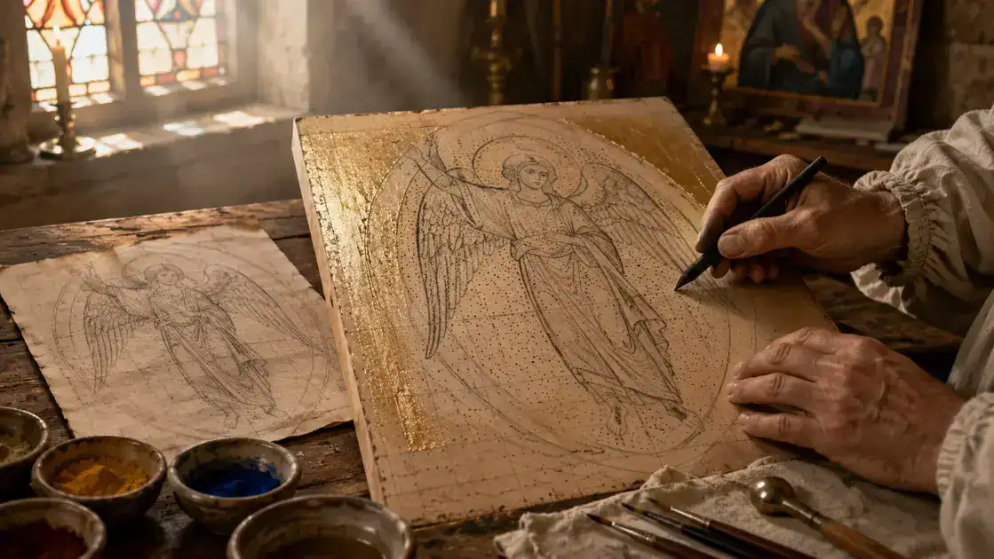 Técnicas de dibujo y composición para representar lo divino