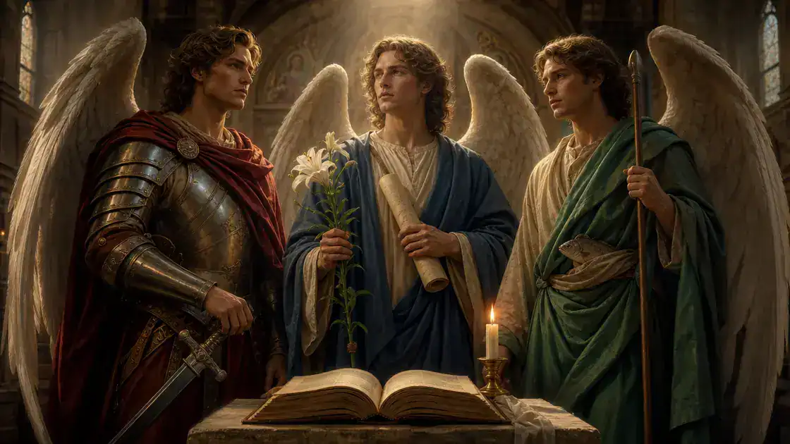Arcanjos nomeados na Escritura: Miguel, Gabriel e Rafael