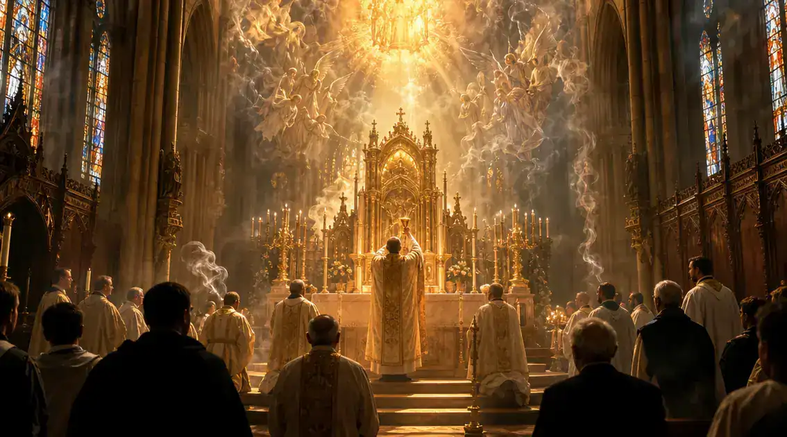 Como os tronos simbolizam a justiça divina na liturgia
