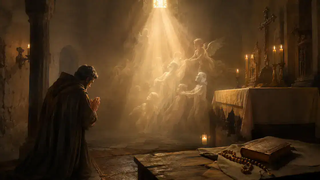 Relatos de santos e experiências devocionais com anjos no purgatório
